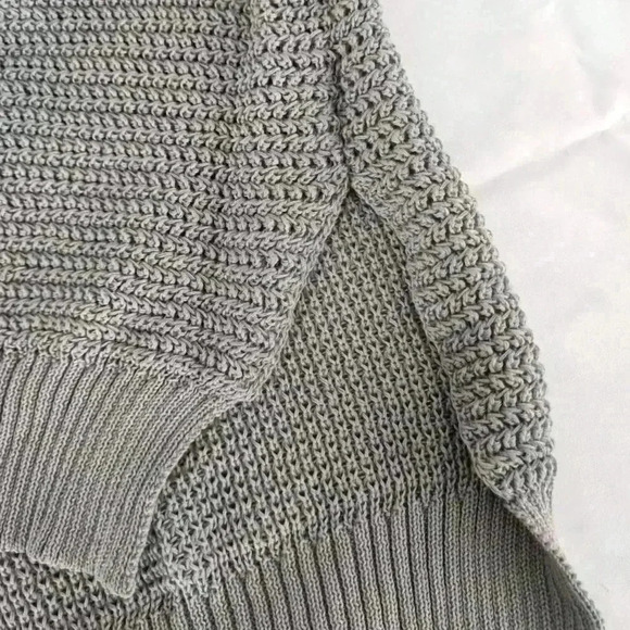 Grey Casual Women's High Low Hem Mock Neck Sweater - Picture 7 of 7